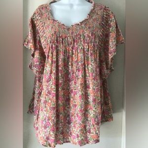 Old Navy Floral Smocked Top Shirt
